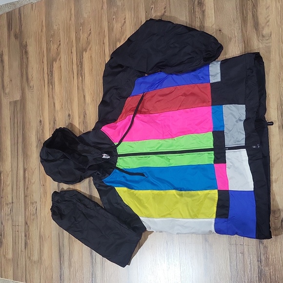 ILOVENONAME TV Color Bar Toggled Hooded Windbreaker Jacket - Picture 2 of 12